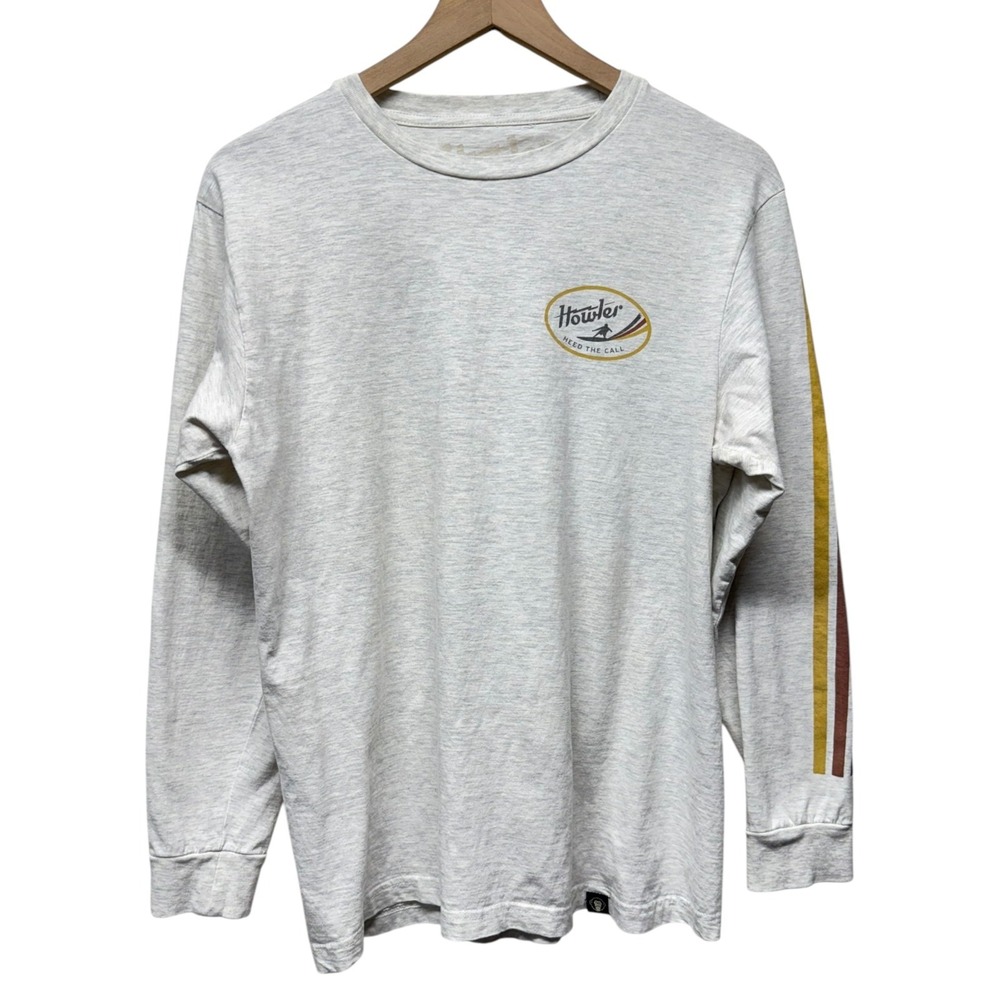 Howler Bro T-Shirt Mens Sz M Long Sleeve Heed The Call Graphic Crewneck Beige‎